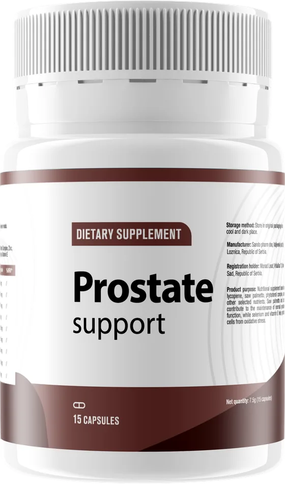 ProstateSupport dietary supplement bottle with 15 capsules